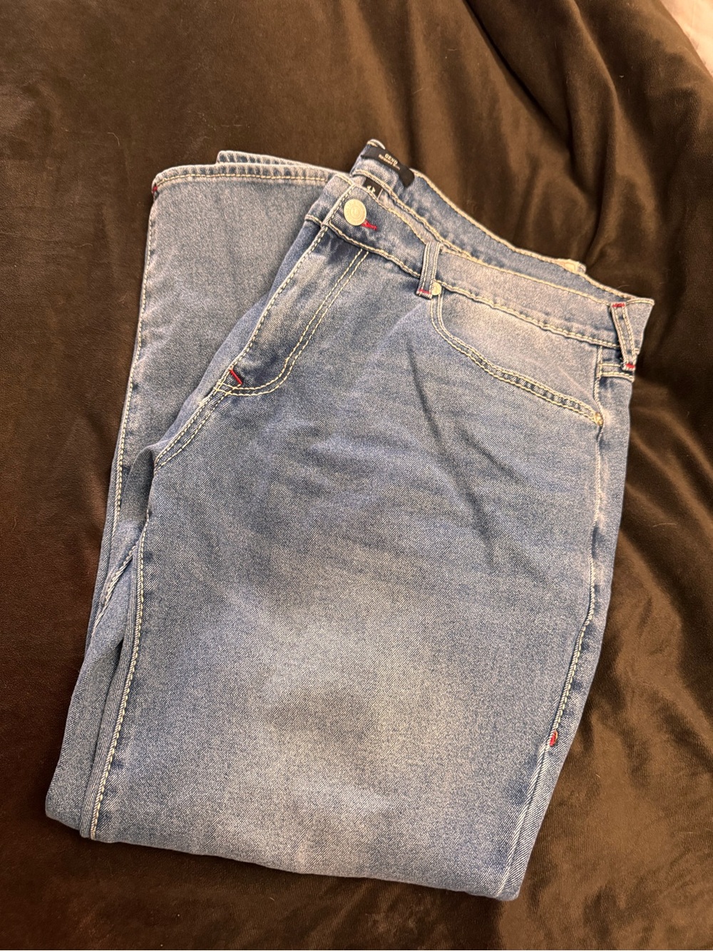 True Religion Blue Denim Jeans with Red Stitching - Picture 3 of 4